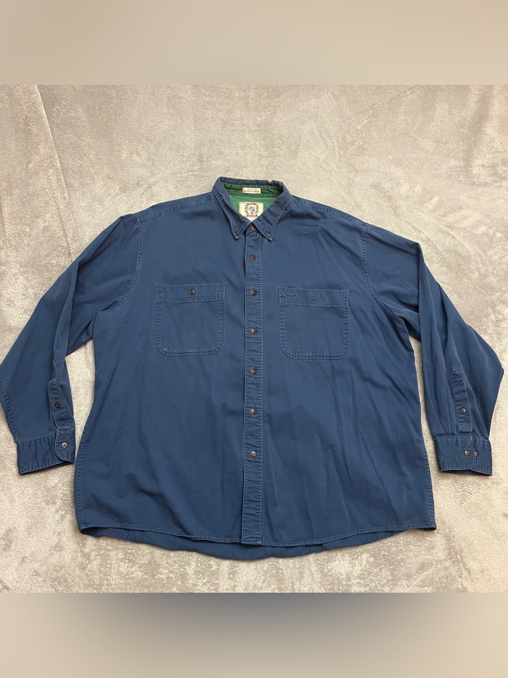 Vintage 90s Sears Roebuck Since 1886 Men XXL Blue Cotton Button Down Shirt Korea
